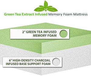 English Elm Herbal Fusion Collection Green Tea-Infused Memory Foam Mattress, California King - Enhanced Comfort & Support B347P345012