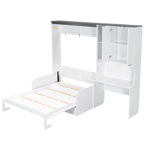 English Elm Multi-Functional Murphy Bed With Sofa, Desk & Storage – Stylish Space-Saving Design For Modern Living N7090000605K