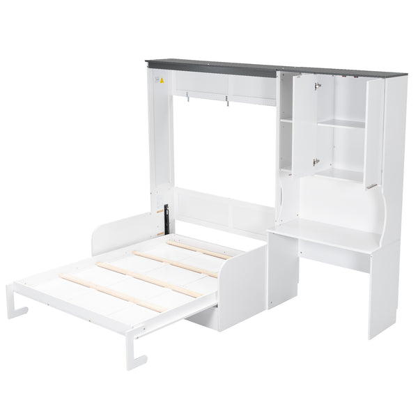 English Elm Multi-Functional Murphy Bed With Sofa, Desk & Storage – Stylish Space-Saving Design For Modern Living N7090000605K