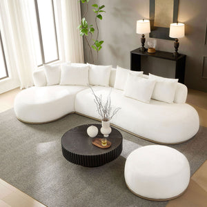 English Elm 134.63'' Modern Oversized L-Shape Sectional Sofa With Ottoman – Luxurious Comfort For Any Space W876S00309