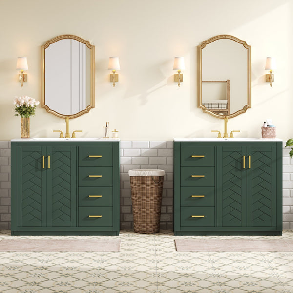 English Elm 72'' Elegant Bathroom Vanity With Ceramic Sink, Soft-Close Drawers & Solid Wood Storage Cabinet Set N710SS00013F