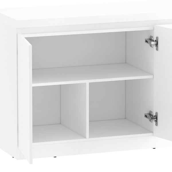 English Elm Viennese 62" Sideboard White — Spacious 6-Shelf 4-Door Console Cabinet for TV up to 60", Closed Base B365P398543