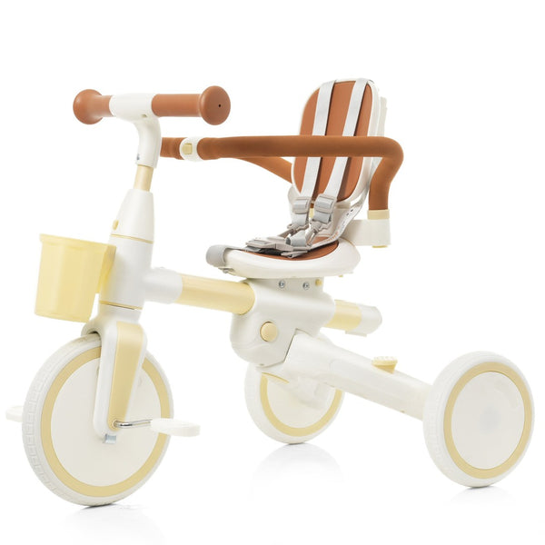 English Elm 7 in 1 Convertible Toddler Tricycle Aluminum Frame Push Trike with Rotating Seat Canopy Yellow N726P300636Y
