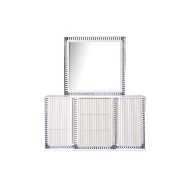 English Elm Fabio Contemporary Queen 4Pc Bedroom Set With Diamond Accents, Led Lighting & Sleek White Finish B009S01813
