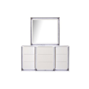 English Elm Fabio Contemporary Queen 5Pc Bedroom Set With Led Lighting, Diamond Accents & White Wood Finish P1 B009S01809-GIGA