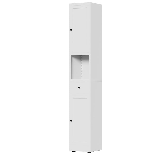 English Elm 71 Inch Freestanding Metal Storage Cabinet Five Tier Narrow Pantry Organizer White W2735P428814