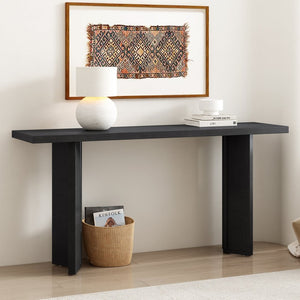 English Elm U_Style Modern Pine Veneer Console Table With Geometric Metal Legs - Perfect For Entryways & Living Rooms N711P289142B-GIGA