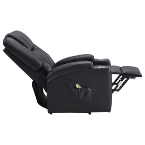 English Elm Macklin Faux Leather Power Lift Recliner with Heat Massage and Storage Pockets Black B062P466804