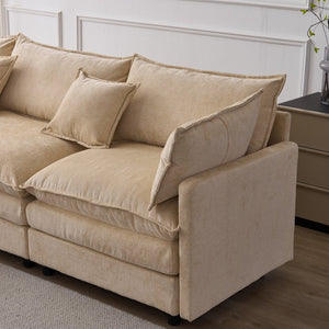 English Elm 105" L-shaped Chenille Sectional with Ottoman Pocket Spring Living Room Sofa Light Coffee W1097S00226