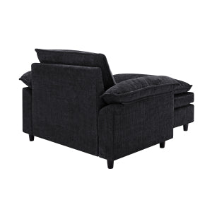 English Elm Accent Chair With Ottoman - Oversized Chenille Lounge Sofa For Deep Relaxation In Living Rooms & Offices W2100S00179