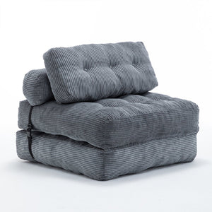 English Elm Folding Floor Sofa Bed Convertible Lounge Chair with Shredded Foam Fill for Bedroom Dark Gray W2200P442794