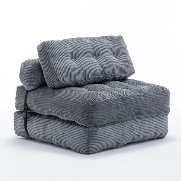 English Elm Folding Floor Sofa Bed Convertible Lounge Chair with Shredded Foam Fill for Bedroom Dark Gray W2200P442794