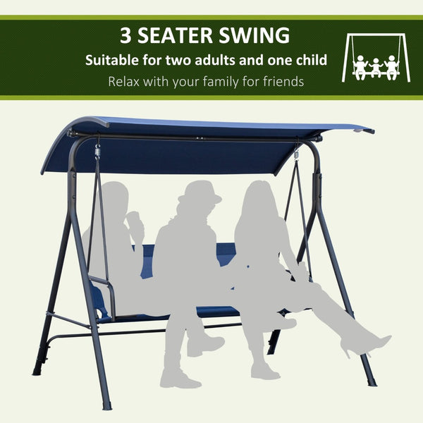 English Elm Outsunny 3-Person Outdoor Swing Bench With Adjustable Canopy & Steel Frame For Patios & Gardens W2225P174121-GIGA