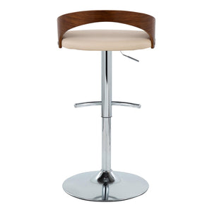 English Elm Adjustable Swivel Barstools with Chrome Base Walnut Accents Cream Upholstery Set of 3 B202S02033