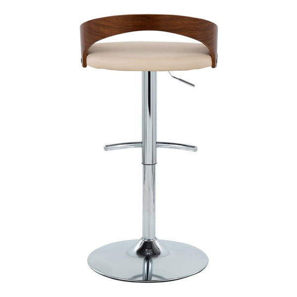 English Elm Adjustable Swivel Barstools with Chrome Base Walnut Accents Cream Upholstery Set of 3 B202S02033
