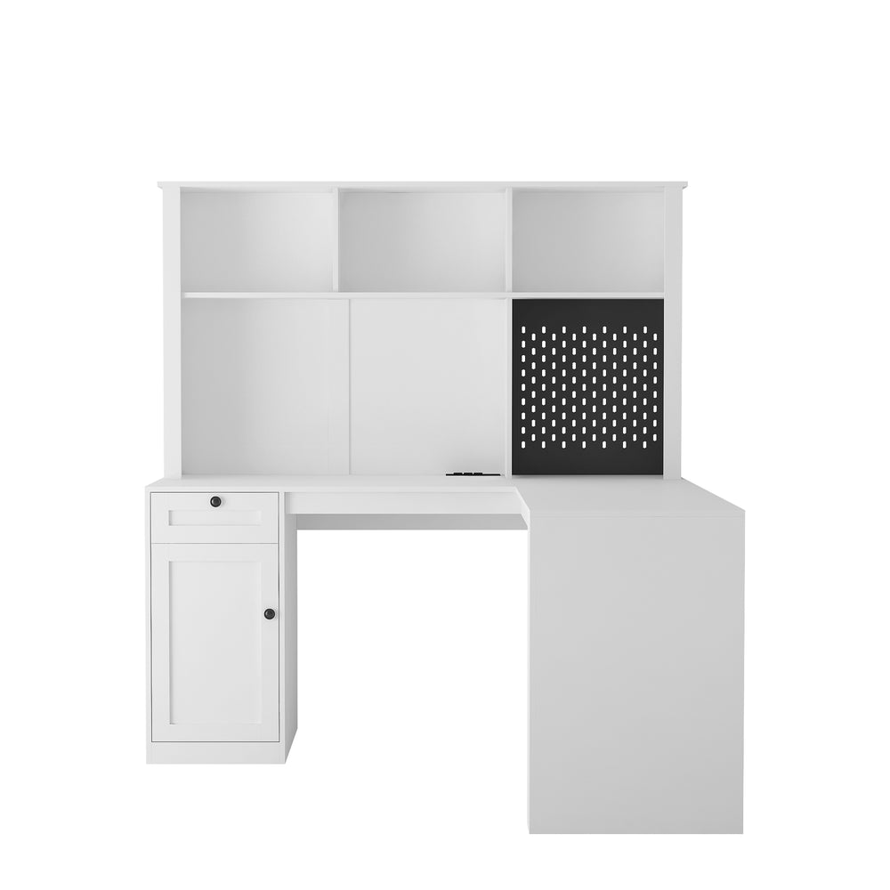 English Elm L Shaped Desk With Charging Station, Modern Corner Computer Desk With Storage For Home Office Use W1321S00010