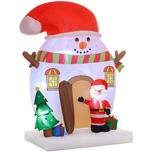 English Elm Outsunny 7.5Ft Inflatable Christmas Snowman Scene With Santa, Led Lights, Perfect For Outdoor Decor W2225P249938-GIGA