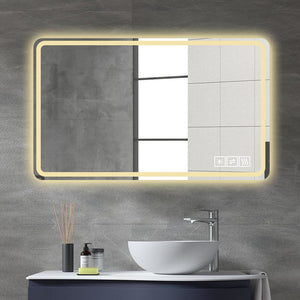 English Elm 24x40 Inch Frameless Led Vanity Mirror Anti-fog Front Lighting Bathroom Wall Mount W2071137649