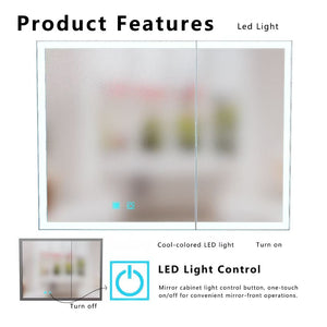 English Elm Led Aluminum Medicine Cabinet Double Door Anti Fog Mirror Light for Bathroom Walls W3083P373516