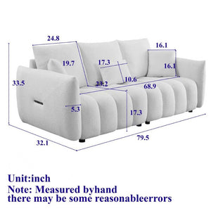 English Elm [video] Mh Plush Teddy Velvet 3-seat Sofa Solid Wood Frame High-resilience Foam Living Room Beige W1193S00177