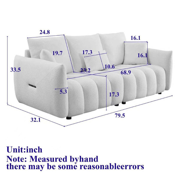 English Elm [video] Mh Plush Teddy Velvet 3-seat Sofa Solid Wood Frame High-resilience Foam Living Room Beige W1193S00177