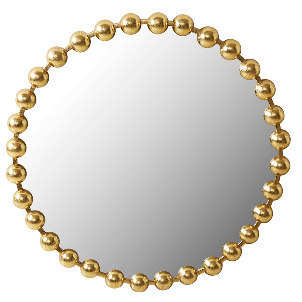 JLA Home Madison Park Signature - 27" Decorative Round Wall Mirror with Beaded Metal Frame, Antique Finish, HD Glass, Ready to Hang Gold MPS95F-0034