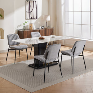 English Elm A&A Mid Century Dining Chair Set of 2 with Curved Ergonomic Walnut Back Upholstered Seat and Metal Legs W1143P194146 W1143P194146