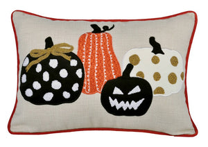 English Elm Halloween Pumpkin Embroidered Throw Pillow – Whimsical Polka Dot Cushion For Spooky Decor Fun B357P360653