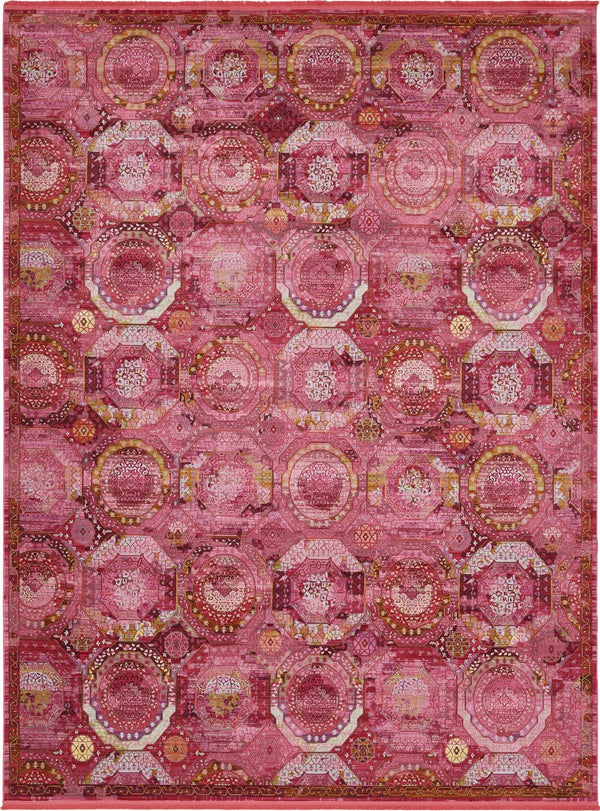 Unique Loom Baracoa Coppelia Machine Made Geometric Rug Pink, Ivory/Olive/Orange/Purple/Pink/Red 10' 0" x 13' 1"