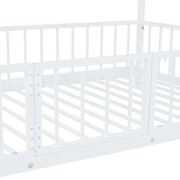 English Elm Twin Twin over Twin metal bunk bed with slide, guardrails and convertible loft design for safety and playfulness White SF000169AAK