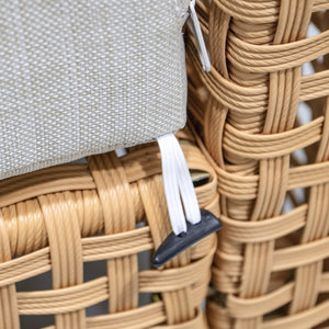 English Elm K&K 8-Piece Patio Conversation Set with 43" 60,000 BTU Propane Fire Pit, UV Wicker & Thick Cushions Beige,Orange N707S000012Z