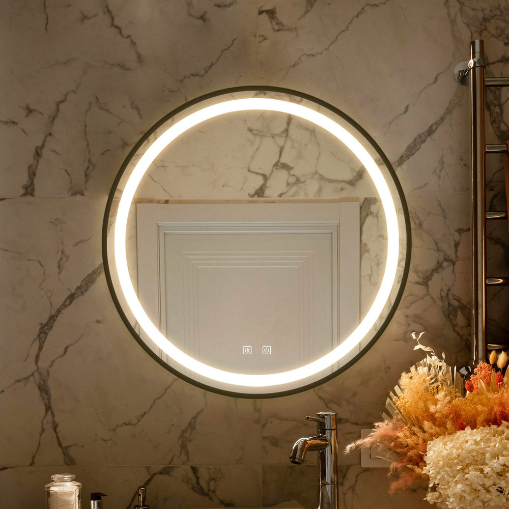 English Elm 32Inch Led Vanity Mirror - Dimmable Touch Control, Anti-Fog, Adjustable Colors, Black Frame, Ip54 Waterproof W1992P210849