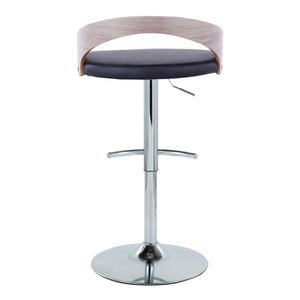 English Elm Grotto Adjustable Barstool Set Of 2 - Modern Swivel Design With Chrome Base, Grey Wood & Faux Leather B202S00914