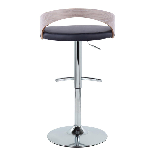 English Elm Grotto Adjustable Barstool Set Of 2 - Modern Swivel Design With Chrome Base, Grey Wood & Faux Leather B202S00914