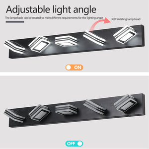 English Elm 34" Modern 5-Light LED Vanity Light - Black Iron & Acrylic Wall Fixture, Dimmable 3000-6000K, 30W W1340P206800