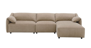 English Elm Veata Light Brown Suede Sectional Sofa with Pocket Coil Seats, Feather-Down Cushions, Chaise Comfort B2726S00537