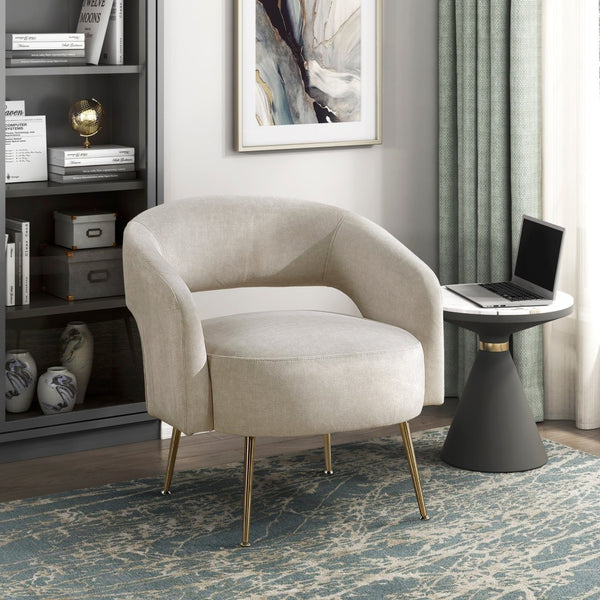 English Elm Modern Velvet Accent Chair Plush Foam Seat Gold Leg Base for Living Room Taupe B011P458636