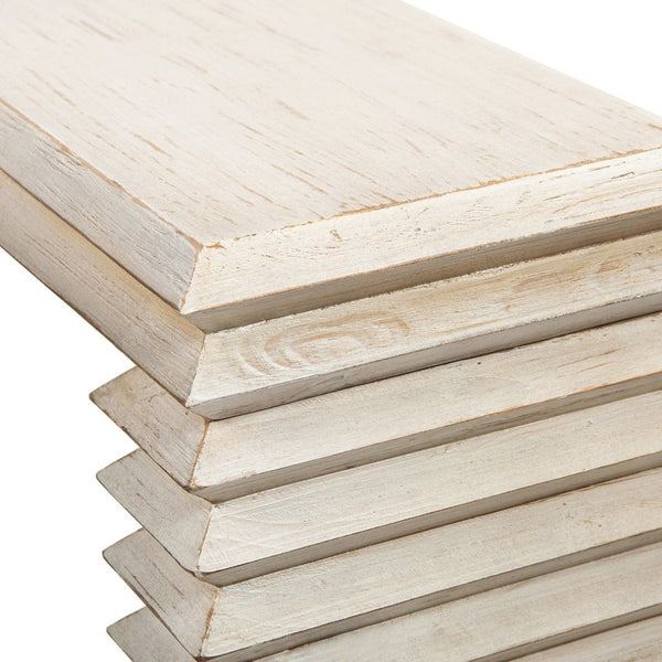 English Elm Veda Reclaimed Pine Whitewashed Geometric Console Table Sculptural Entryway Accent B2719P485495
