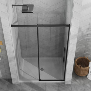 English Elm Goodyo 48"X72" Modern Sliding Shower Door Combo With Durable Acrylic Base & Matte Black Hardware W1223S00030