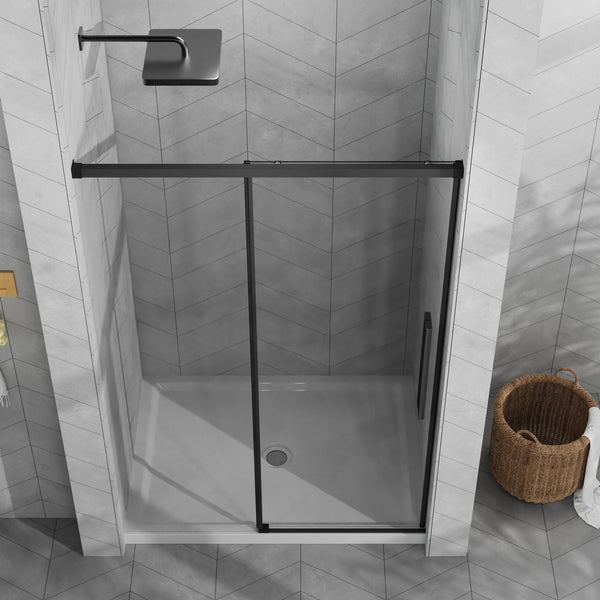 English Elm Goodyo 48"X72" Modern Sliding Shower Door Combo With Durable Acrylic Base & Matte Black Hardware W1223S00030