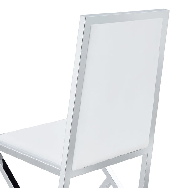 English Elm Table and Chair Set 10 Seat Tempered Glass Dining with Silver Metal Frames White+Silver W1151S04766