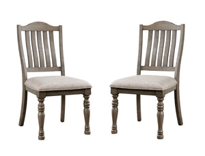 English Elm Transitional Rustic Oak Dining Side Chairs Set of 2 with Padded Beige Linen Seats, Solid Wood Comfort and Style Antique Gray 44 L x 14 W x 20 H B011P197295