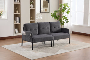 English Elm United We Win Corduroy Loveseat Plush Ergonomic Sofa with Spring Support Metal Legs Carbon Gray W1568P410050