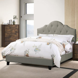 English Elm Majestic Full Size Bed Frame With Adjustable Headboard – Elegant Grey Tufted Upholstery & Wood Design B011S01428