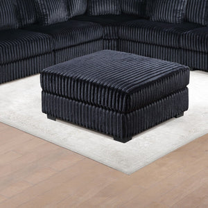 English Elm Black Jumbo Corduroy Square Ottoman Plush Modular Seating for Modern Living Rooms B011P435298