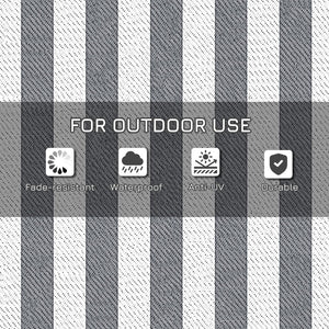 English Elm Outsunny Reversible Polypropylene Outdoor Rug 9x12 Striped Waterproof Mat with Carry Bag W2225P174546