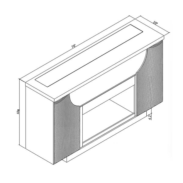 English Elm Aurora 76" White Electric Fireplace TV Lift — Solid Wood/MDF, 15 Temp Settings, 7 LED Colors, Remote Included B201P345169