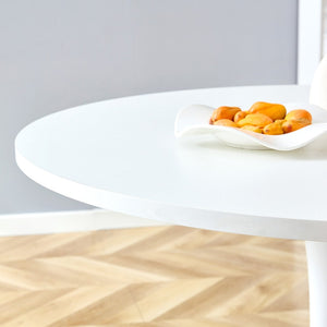English Elm 31.9"hourglass-shaped Round Table White Mdf Top Nordic Style for Dining or Office W1151P256807