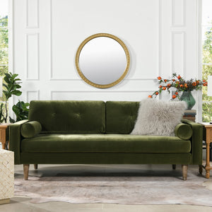 English Elm Jennifer Taylor Home - Nicholas 83.5" Mid-Century Sofa in Olive Performance Velvet — Durable Hardwood Frame, Plush Support B2719P238301