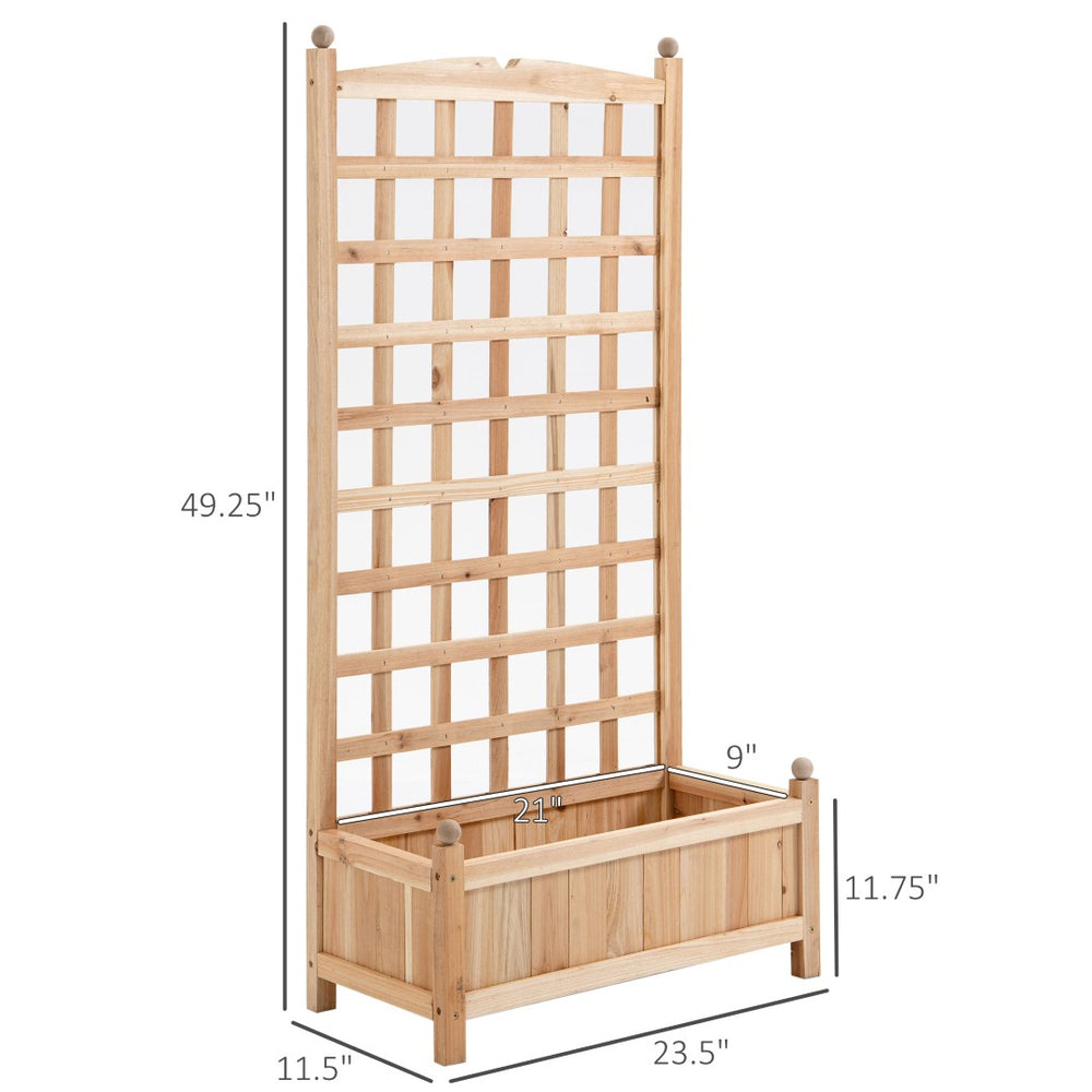 English Elm Flower Solid Wood Raised Outdoor Planter with Built-in Trellis for Climbing Vines T3971P387986